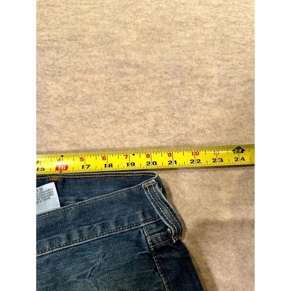 Levis 501 Original Jeans Men 42x30 Blue Whiskering Denim Button Fly Straight Leg